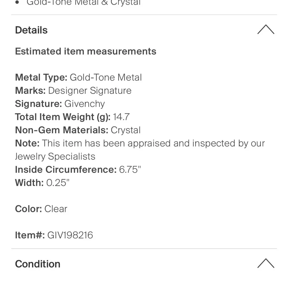 Givenchy Gold and Crystal Studded Braceket - Picture 3 of 3